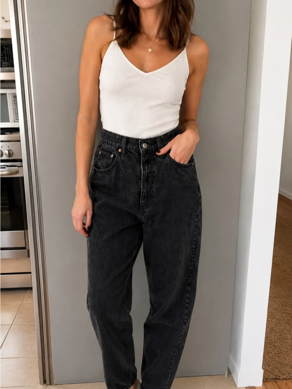 Vintage St.John’s Bay Relaxed Fit Size10 Black High Rise Tapered Leg 100% Cotton - Picture 1 of 6